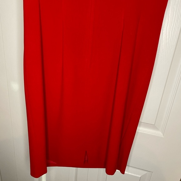 CALVIN KLEIN Red Asymmetric Ruffle Sleeveless Sheath Dress - Picture 13 of 16